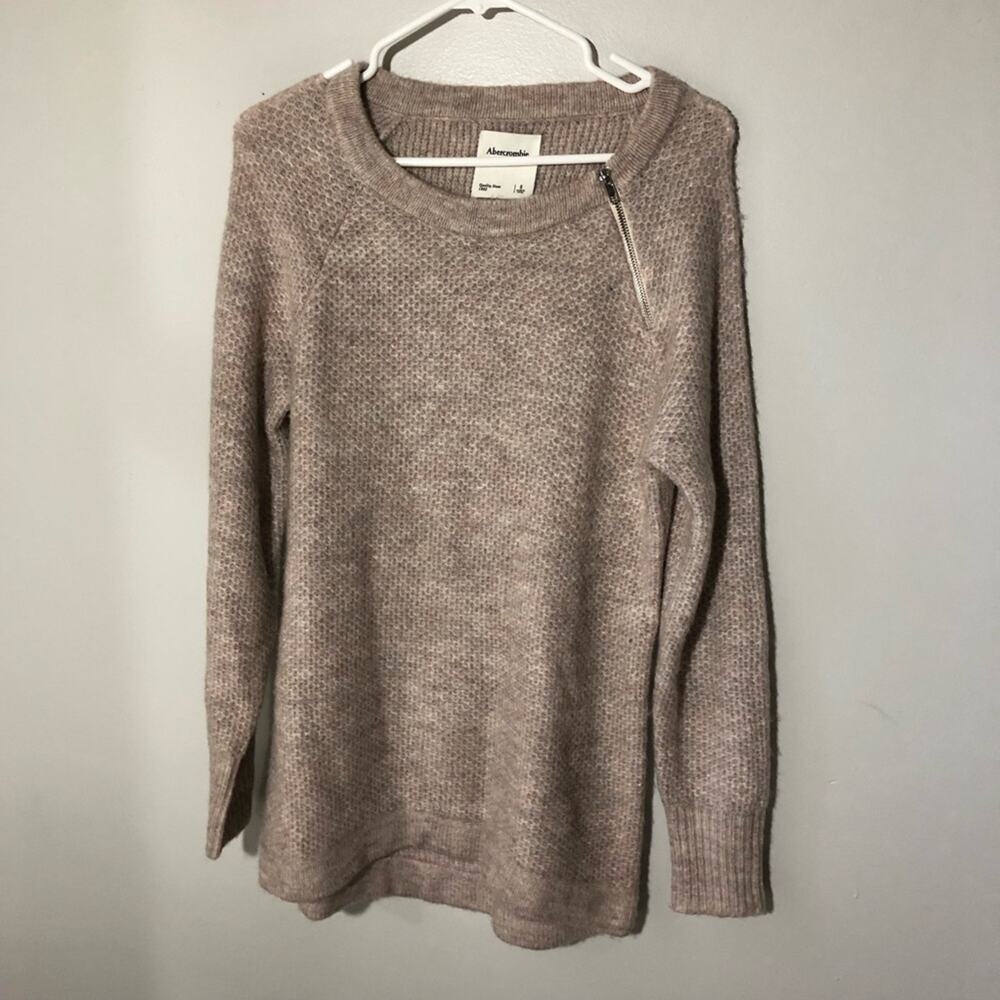 Abercrombie Fitch honeycomb knit sweater zipper detail oversized womens S cozy
